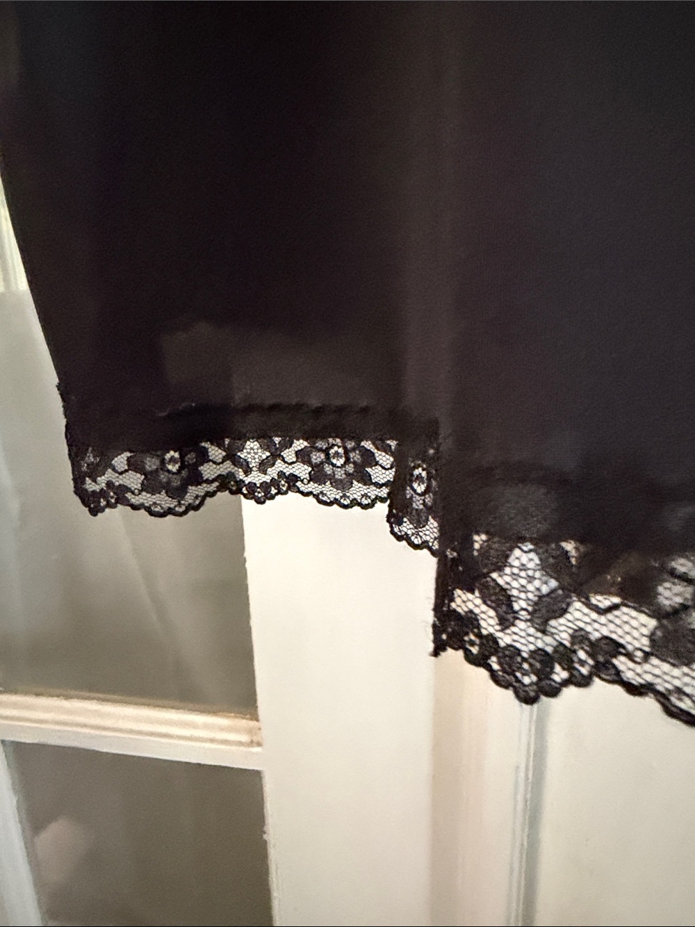 Vintage Black Lace-Trim Slip Dress Indie Whimsigoth Romantic - Picture 3 of 6